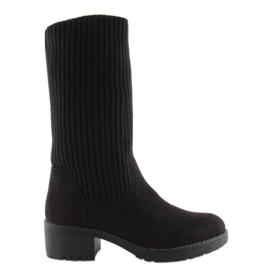 Black ankle boots with a knitted upper 2