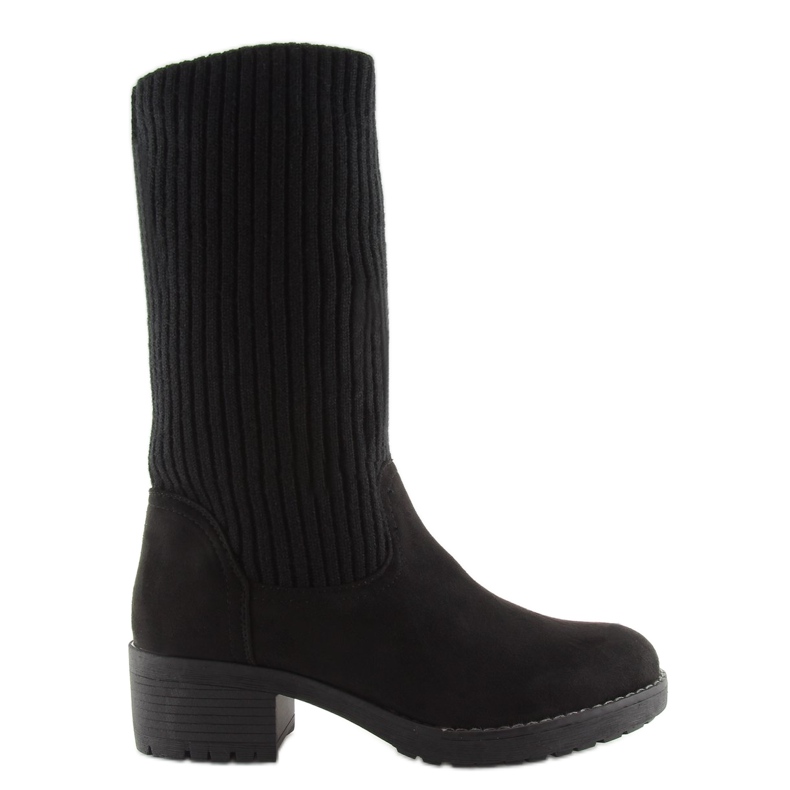 Black ankle boots with a knitted upper 2
