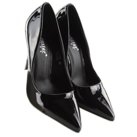 Black lacquered women's high heels LL-89P Black 1