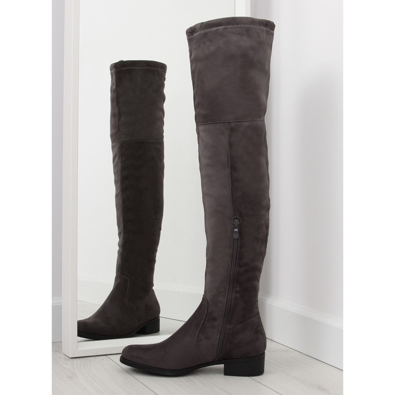 H182 gray musketeer boots brown grey multicolored 1