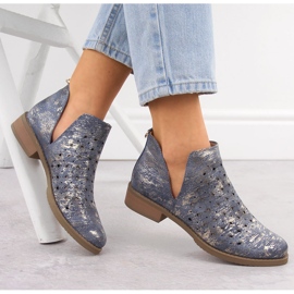 Women's boots, openwork bare-wiping, m. Daszyński SA62-102 blue 1
