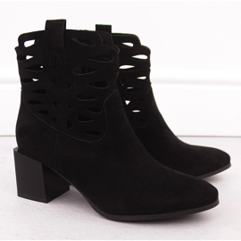 M. DASZYŃSKI Women's boots on the Black Openwork Suede Post 2