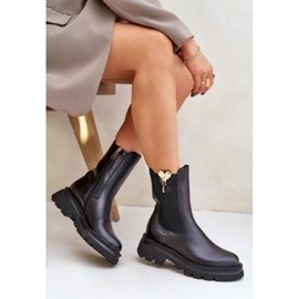 Leather Chelsea Boots with Decoration CheBello 4537 Black 1
