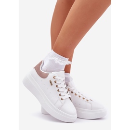 Women's sneakers on the platform eco leather white 1