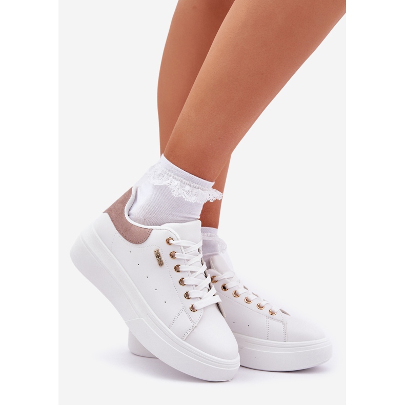 Women's sneakers on the platform eco leather white 1