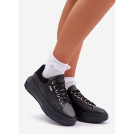 Women's sneakers on the platform eco leather black 1