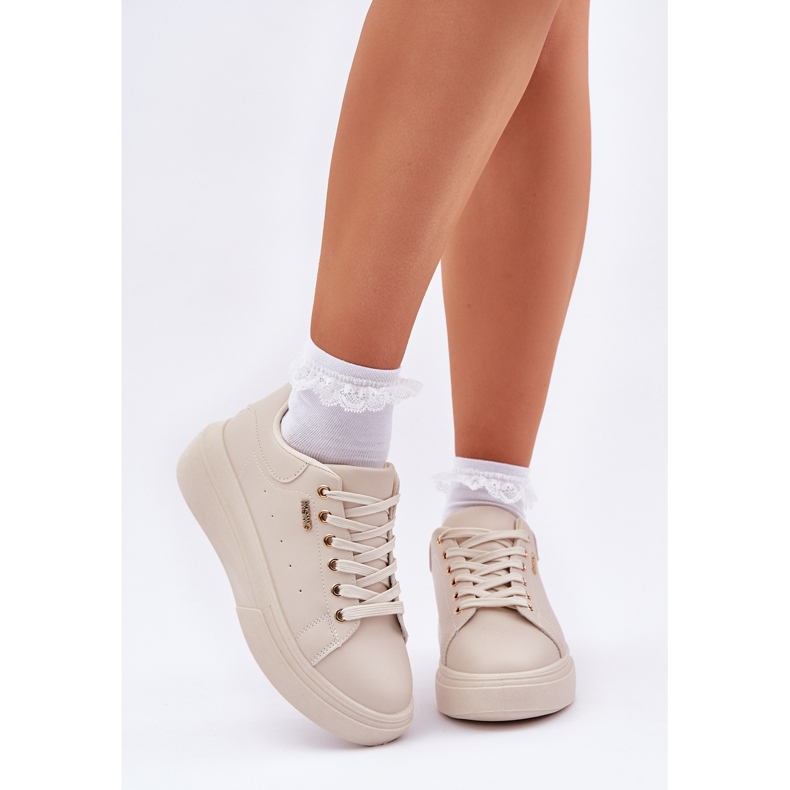 Women's sneakers on the platform Eco Light Basic Leather beige 2