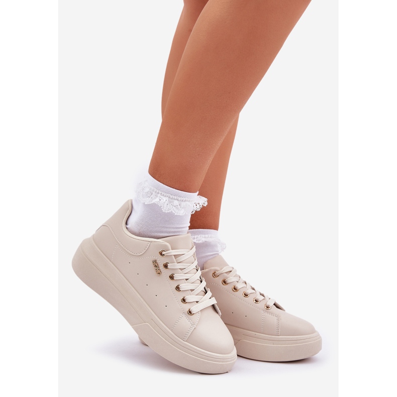 Women's sneakers on the platform Eco Light Basic Leather beige 1