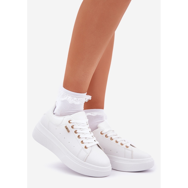 Women's sneakers on the platform eco leather white 1