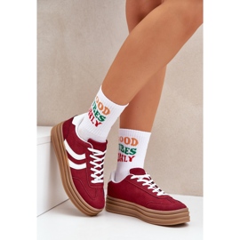 Stylish sneakers on the burgundy platform red 2