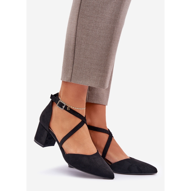 Pumps on the eco suede post Sergio Leone Black 1