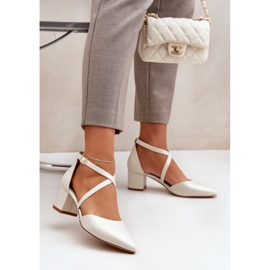 Pumps on the eco leather post Sergio Leone Pearl beige 2 Pumps on the eco leather post Sergio Leone Pearl beige 2