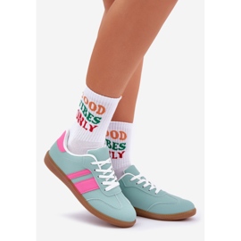 Low women's sneakers with eco leather mint green 1