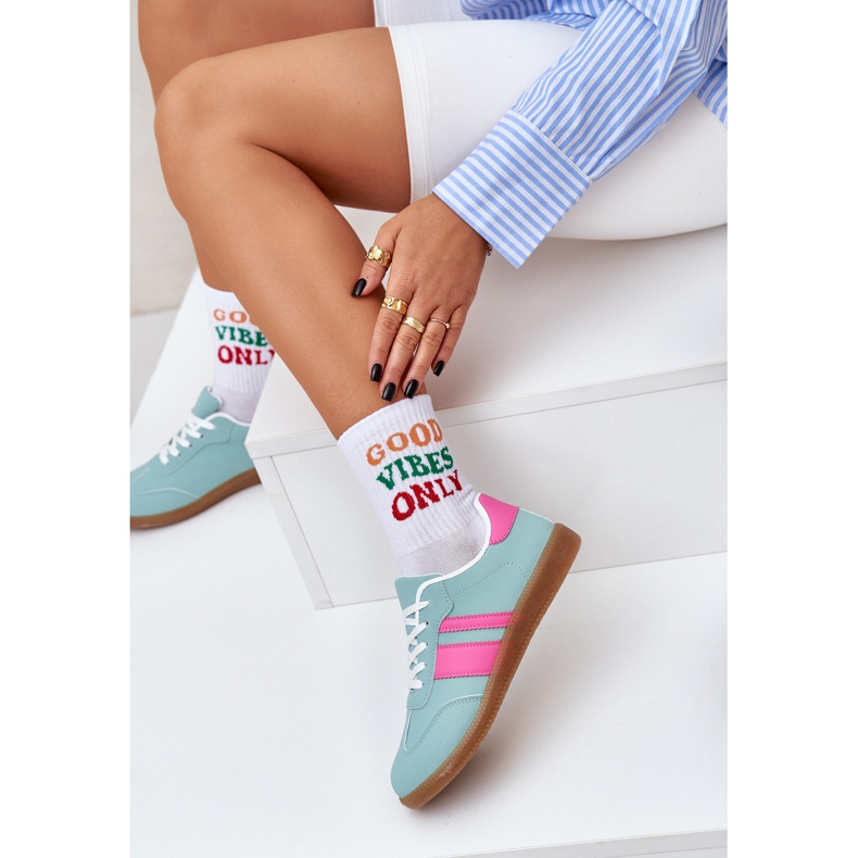 Low women's sneakers with eco leather mint green 2