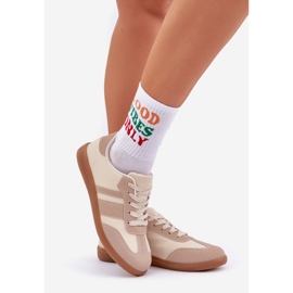 Low women's sneakers with eco leather beige 1