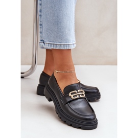 Women's loafers with a golden detail black 2 Women's loafers with a golden detail black 2