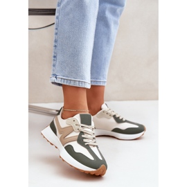 Beige-green women's sneakers sports shoes 2
