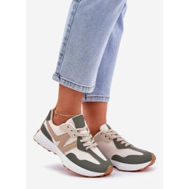 Beige-green women's sneakers sports shoes 1