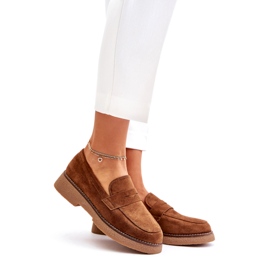 Bellucci Classic women's loafers with eco suede brown 1 Bellucci Classic women's loafers with eco suede brown 1