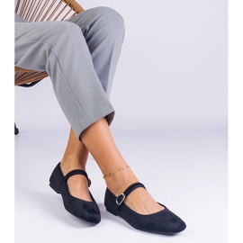 Black ballerinas with a belt and a square nose 2