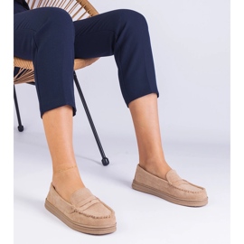 Beige women's loafers from Ekozamsz 1