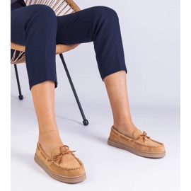 Brown women's loafers from ekozamsz with a bow 2