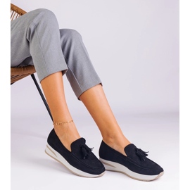 Black women's loafers on the platform with fringes 3