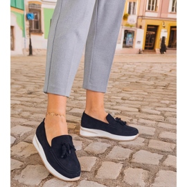 Black women's loafers on the platform with fringes 5