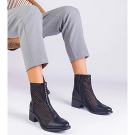 Black mesh boots on the post beige 1