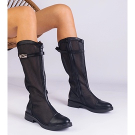 Black high mesh boots 1