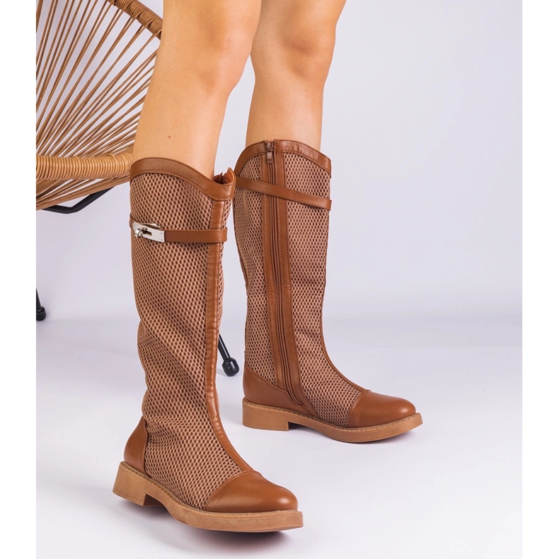 Brown high mesh boots 1