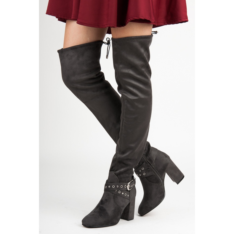 Erynn Over-the-knee boots with a decorative buckle grey 2