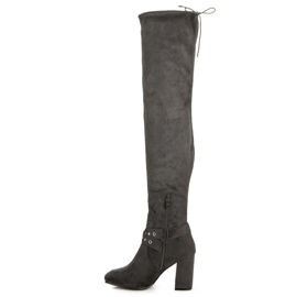 Erynn Over-the-knee boots with a decorative buckle grey 1