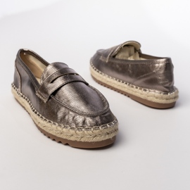 Espadrilles women's brown metallic loafers 1