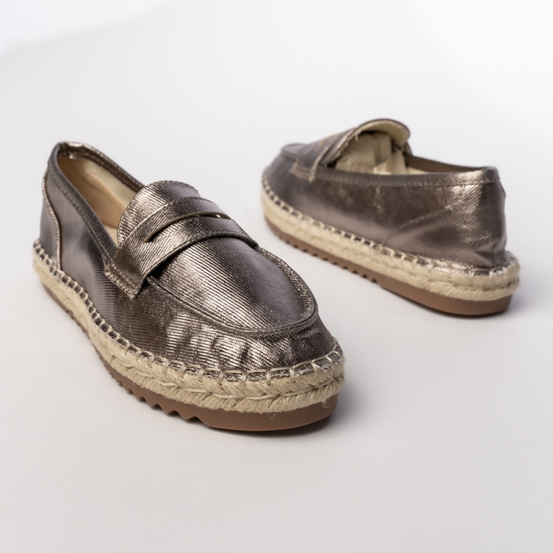Espadrilles women's brown metallic loafers 1