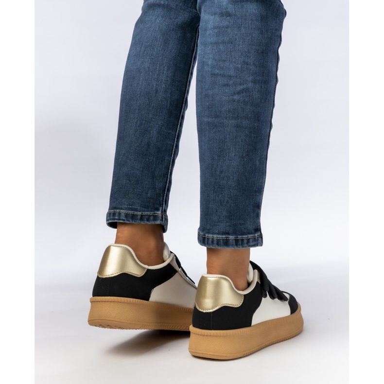 Women's sneakers with metallic black and white inserts 1