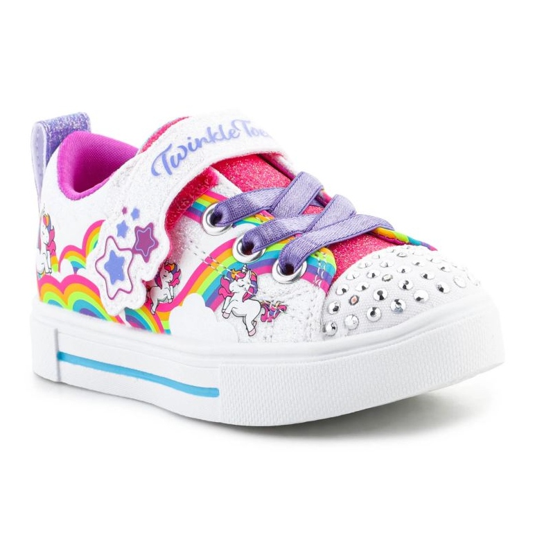 Skechers S-Lights Girls Twinkle Sparks Jumpin Clouds shoes 314809N-WMLT white 2