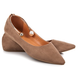 Licean V-neck suede ballerinas brown 1