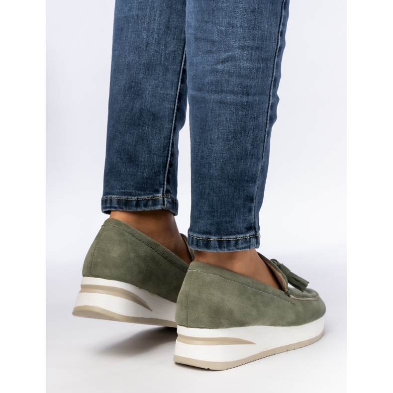 Women's green loafers 1
