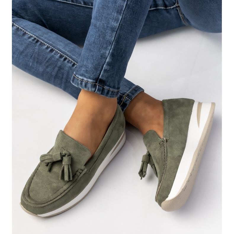 Women's green loafers 2
