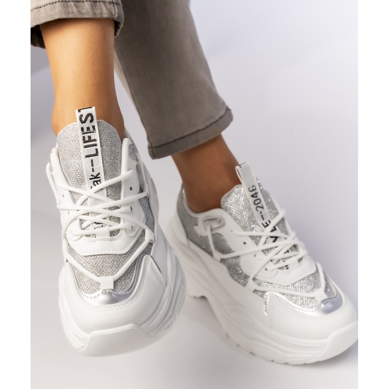 Women's white sports sneakers 2