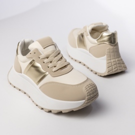 Women's beige sports sneakers 2
