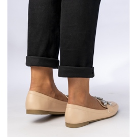 Women's Loafers With Decorations Beige 1