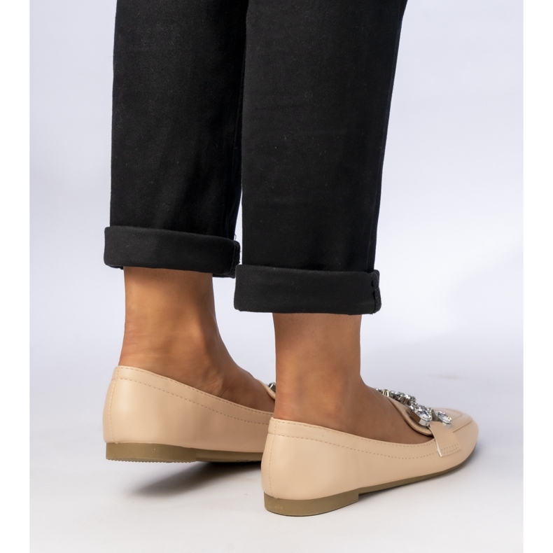 Women's Loafers With Decorations Beige 1