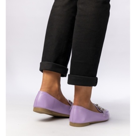 Women's moccasins with a purple ornament 1
