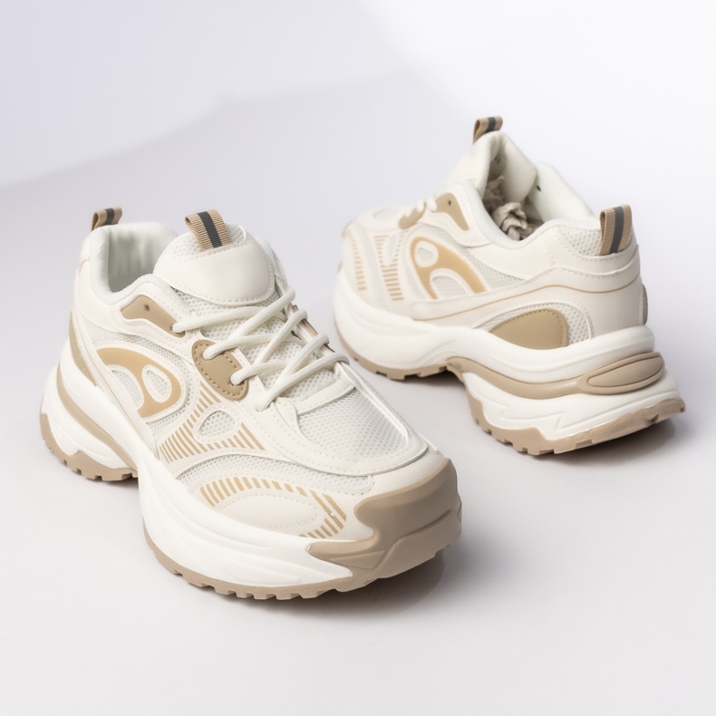 Women's white-beige sports sneakers 1