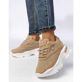 Women's beige-khaki sports sneakers 2