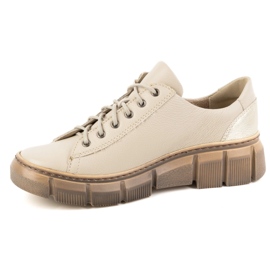 Women's leather lace -up shoes Olivier 1223 beige 1 Women's leather lace -up shoes Olivier 1223 beige 1