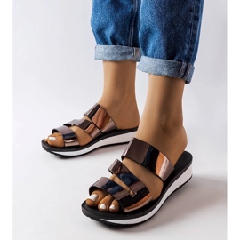 Black leather women's loafers with a thick sole 2