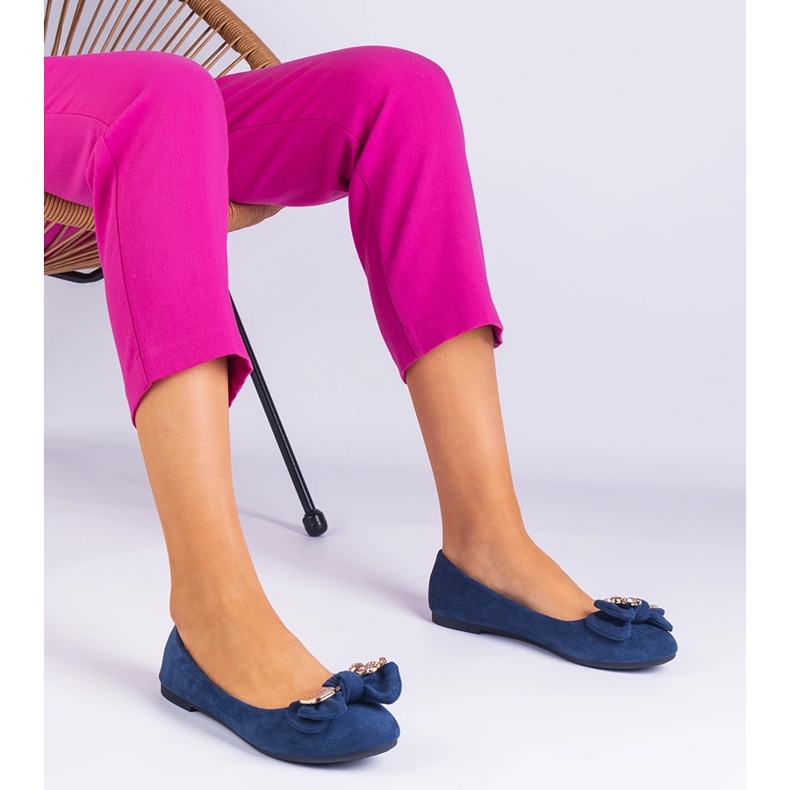 Navy classic ballerinas with a bow blue 1